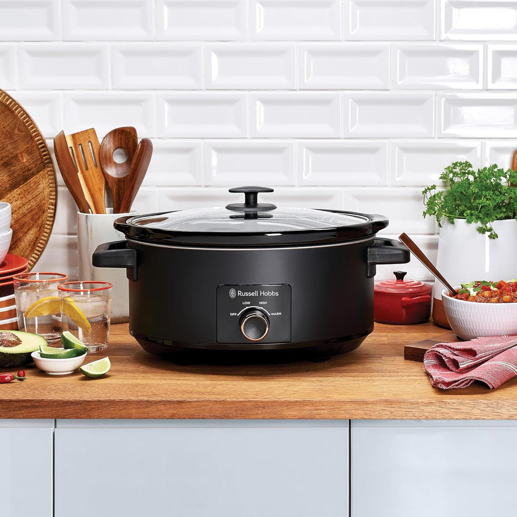 Russell Hobbs 7L Slow Cooker | Curry Stew Family Meal Maker 3 Heat w/ Removable Ceramic Pot