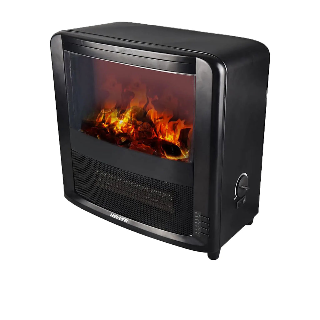 2000W Electric Fireplace Fan Heater | Log Style Flame Effect Bedroom Heating Warmer