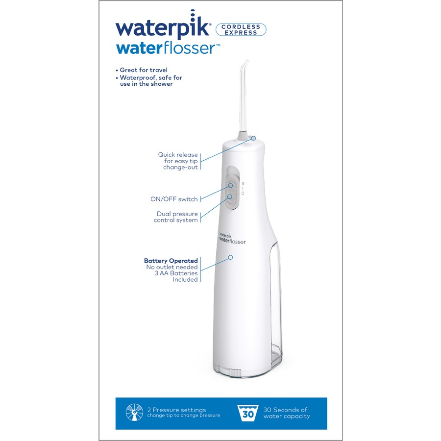Waterpik Cordless Water Flosser | Dental Oral Irrigator Teeth Cleaner Flossing Kit | Battery Operated