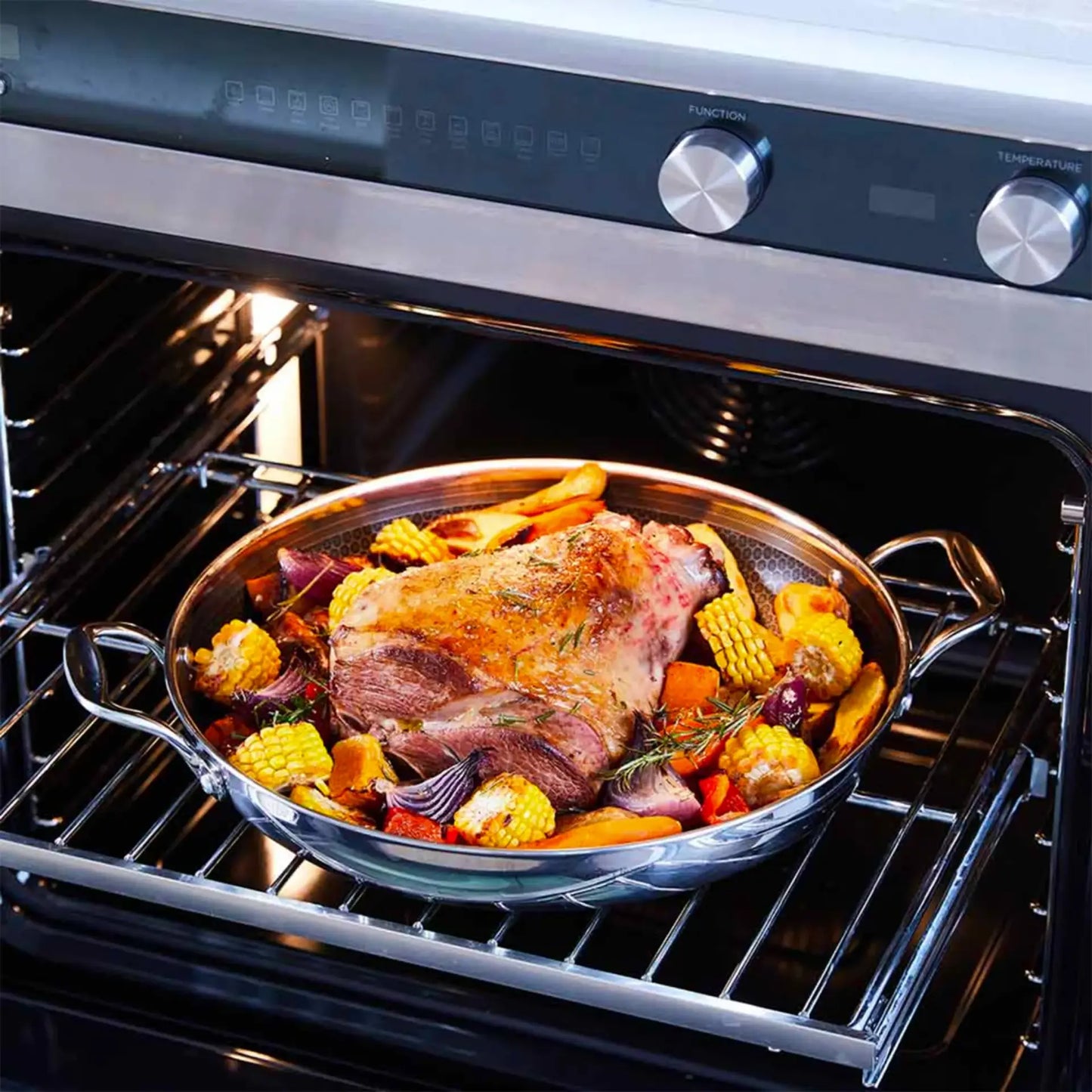 Stanley Rogers 36cm Roasting Pan | Large Frypan Saute Frying Casserole Pan Roast Non-Stick Stainless Steel