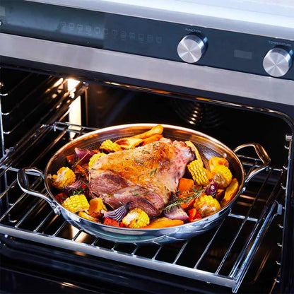 Stanley Rogers 36cm Roasting Pan | Large Frypan Saute Frying Casserole Pan Roast Non-Stick Stainless Steel