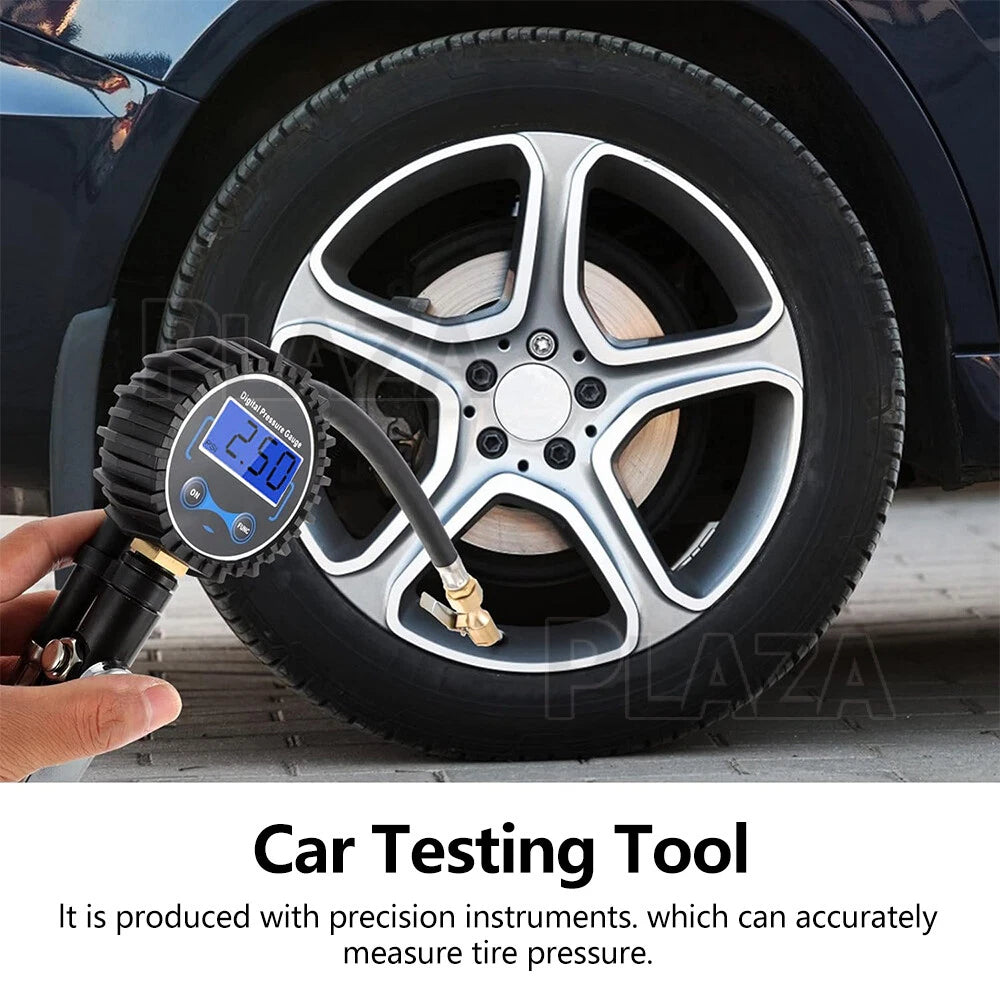 LCD Digital Tyre Pressure Gauge Checker for Car Truck Motorcycles and Bicycles PSI Hose