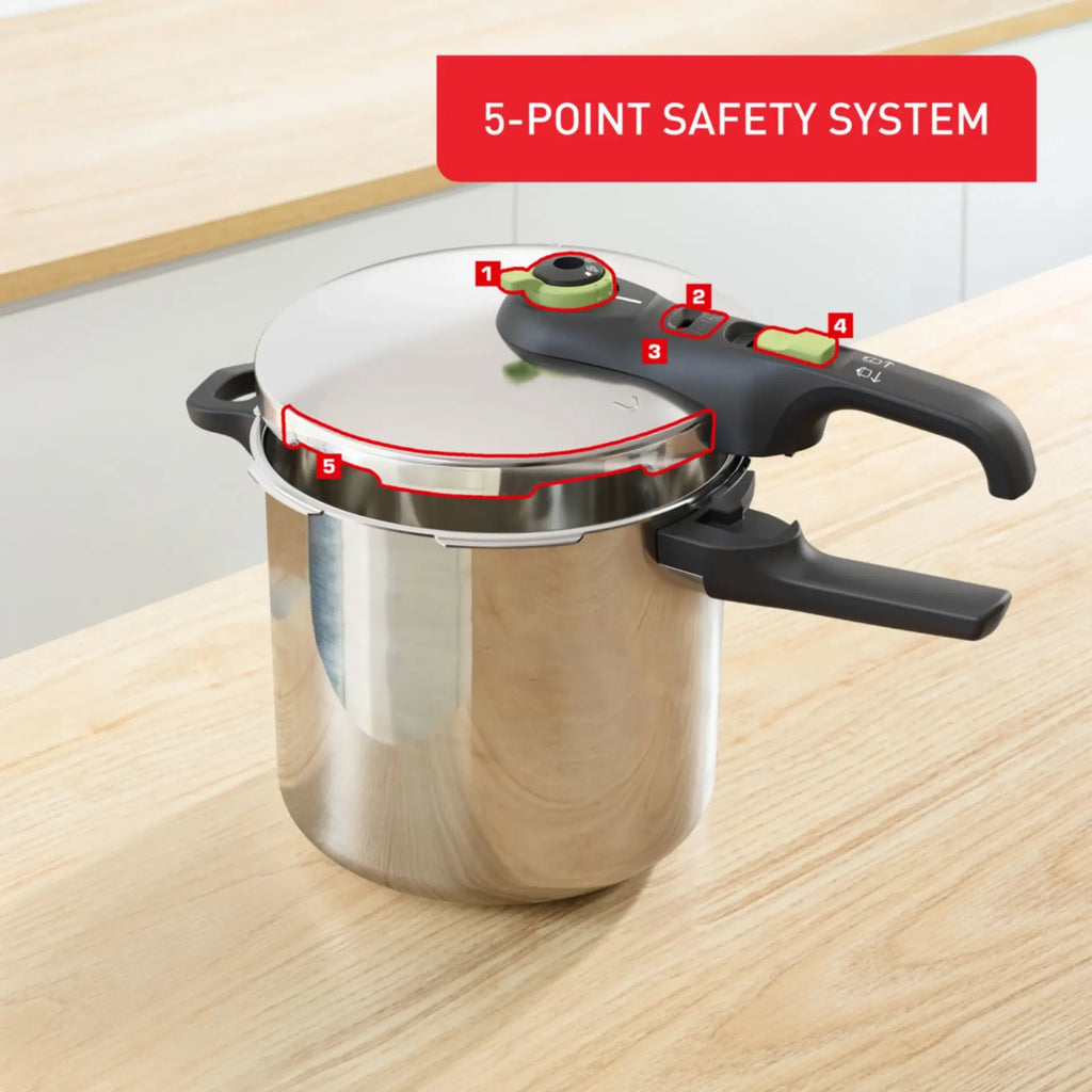 Tefal Stainless Steel 8L Pressure Cooker | Braise Stew One-Pot Meat Vegetable Cooker | Induction Compatible