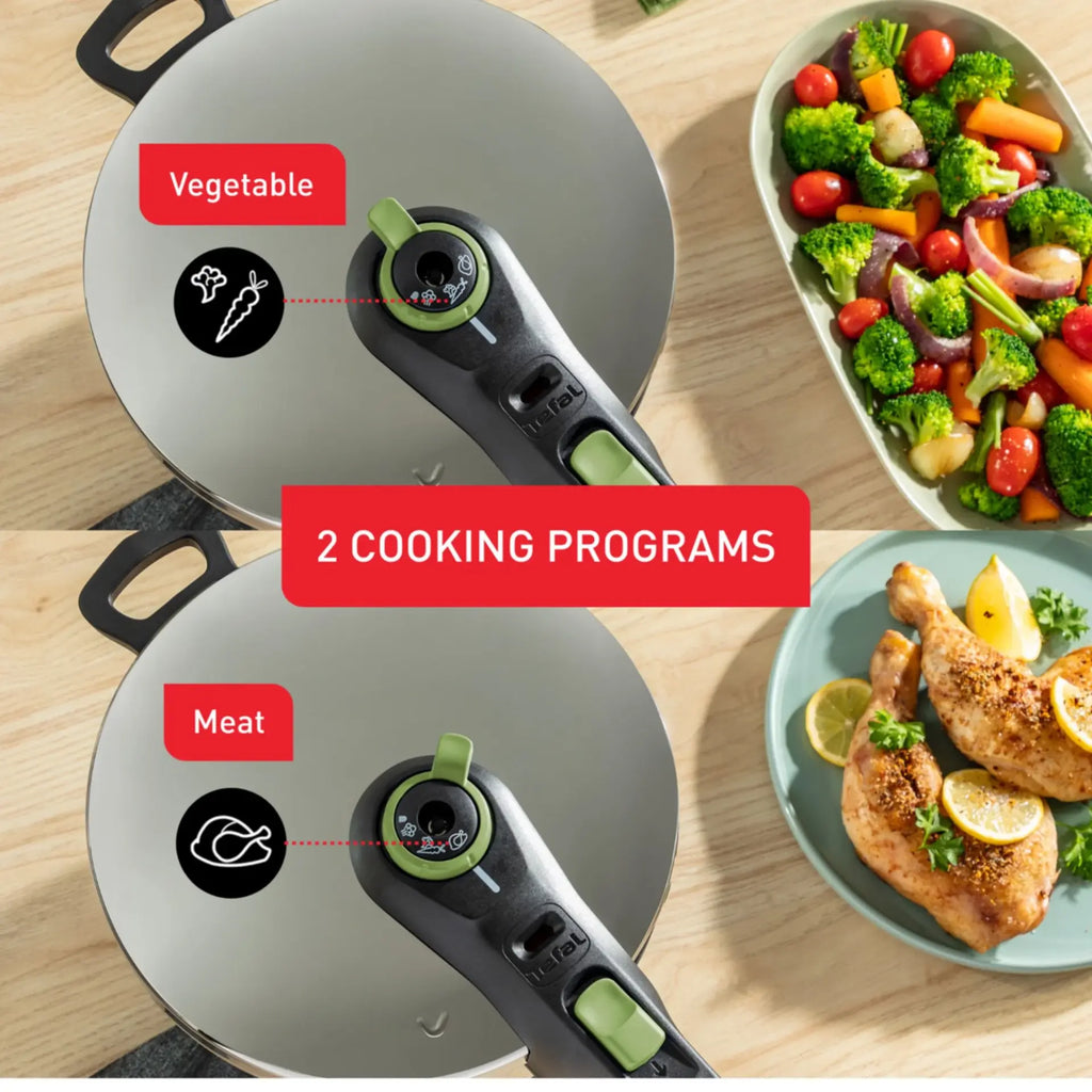 Tefal Stainless Steel 8L Pressure Cooker | Braise Stew One-Pot Meat Vegetable Cooker | Induction Compatible