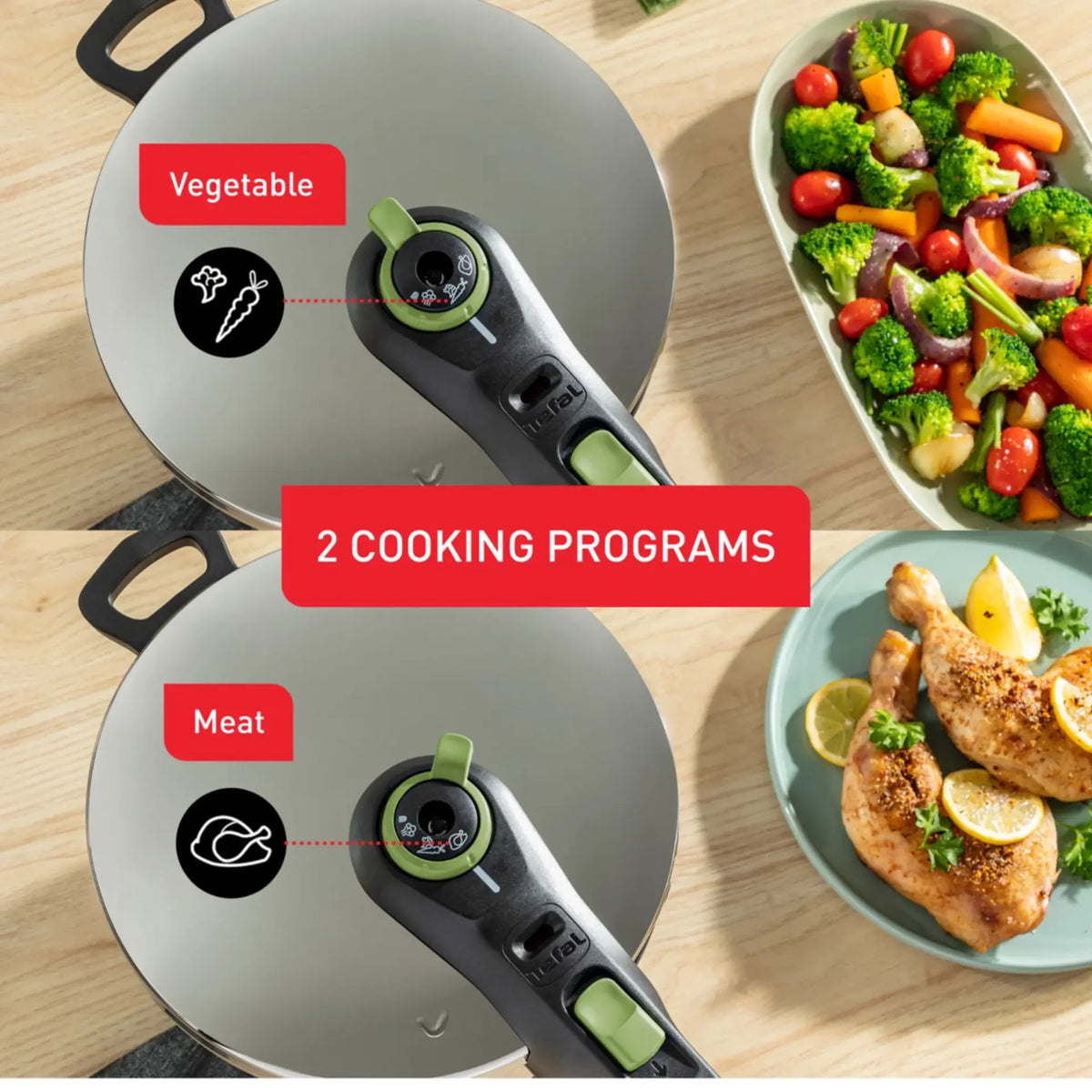 Tefal Stainless Steel 8L Pressure Cooker | Braise Stew One-Pot Meat Vegetable Cooker | Induction Compatible