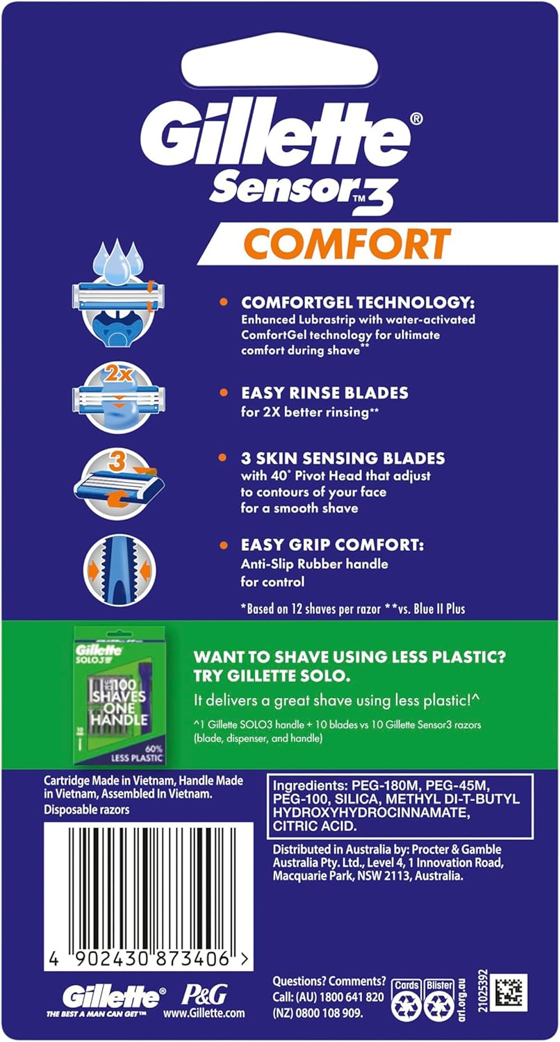 Gilette 4 Pack Shavers | Triple-Blade Razor Facial Shaving | Disposal Men's Beard Mustache Trimmer