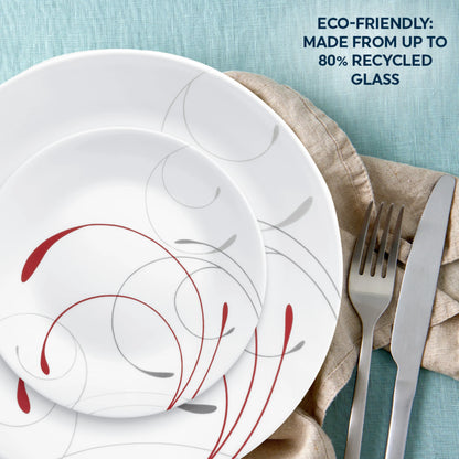 12 PC Dinnerware Set Dinner Corelle Dining Plates Cereal Bowl Lunch Durable