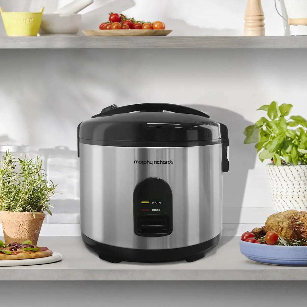 Morphy Richards 10 Cup Rice Cooker | Stainless Steel Rice Maker Machine w/ Steaming Basket