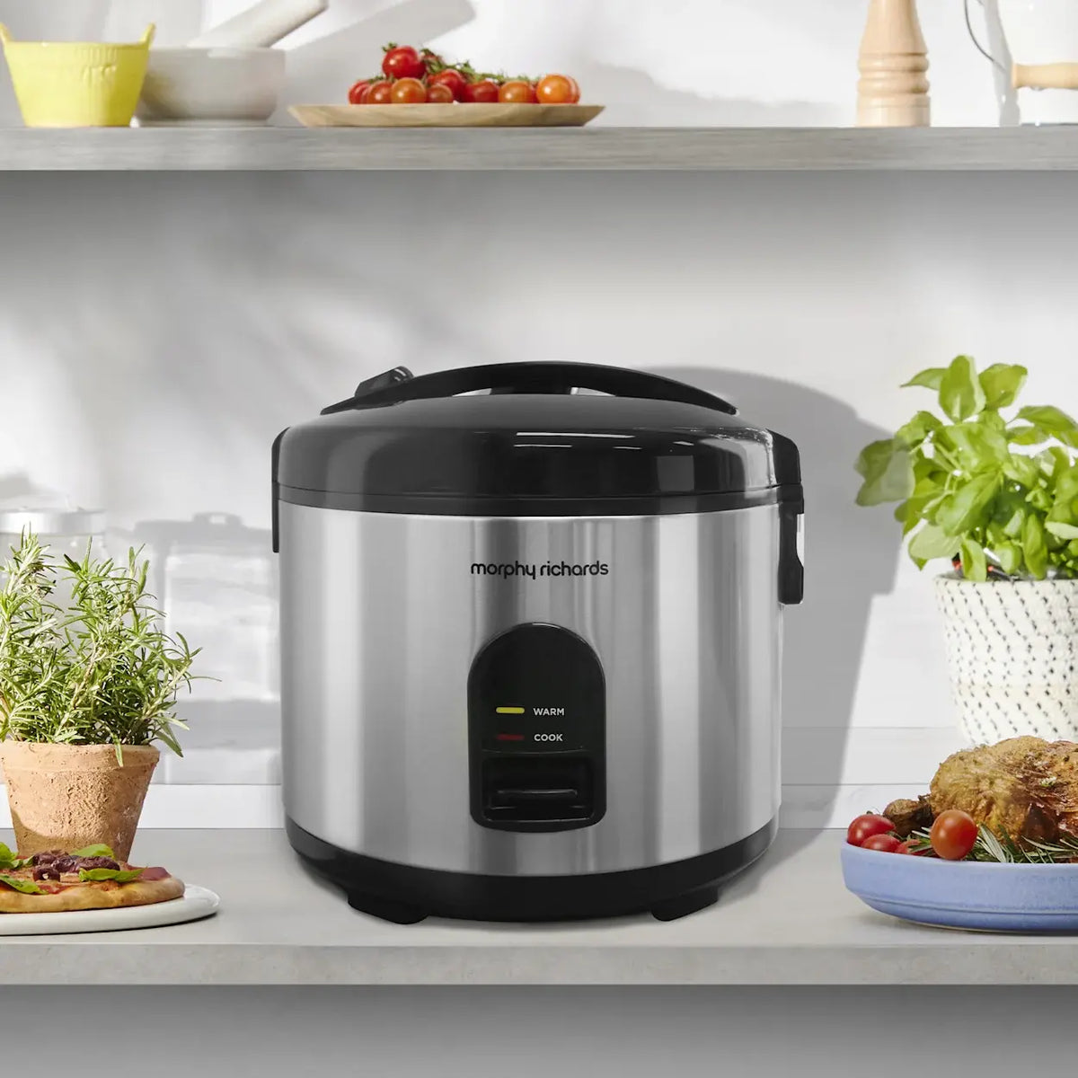 Morphy Richards 10 Cup Rice Cooker | Stainless Steel Rice Maker Machine w/ Steaming Basket