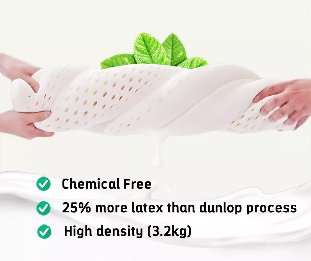 2x Luxury Latex Pillow | Low profile Firm Neck Body Support Side Sleeper | Hypoallergenic Antibacterial