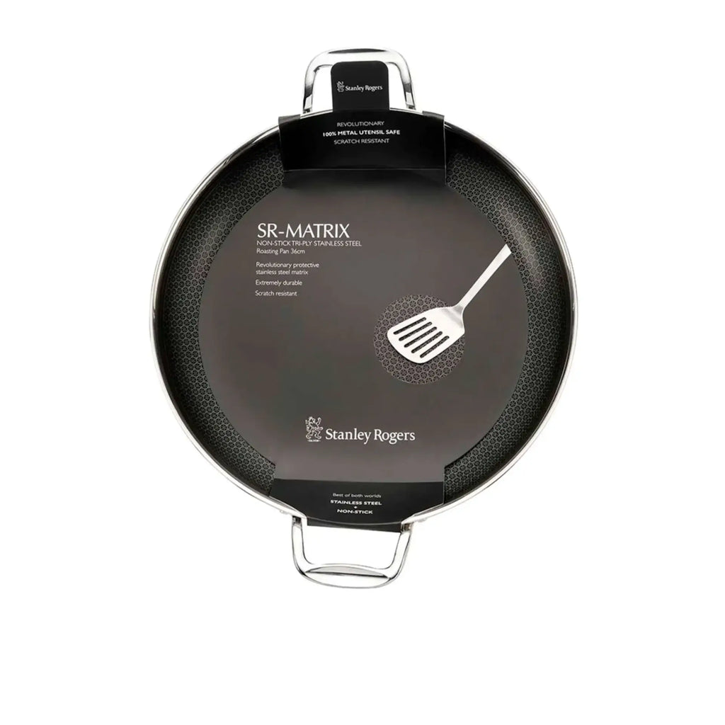 Stanley Rogers 36cm Roasting Pan | Large Frypan Saute Frying Casserole Pan Roast Non-Stick Stainless Steel