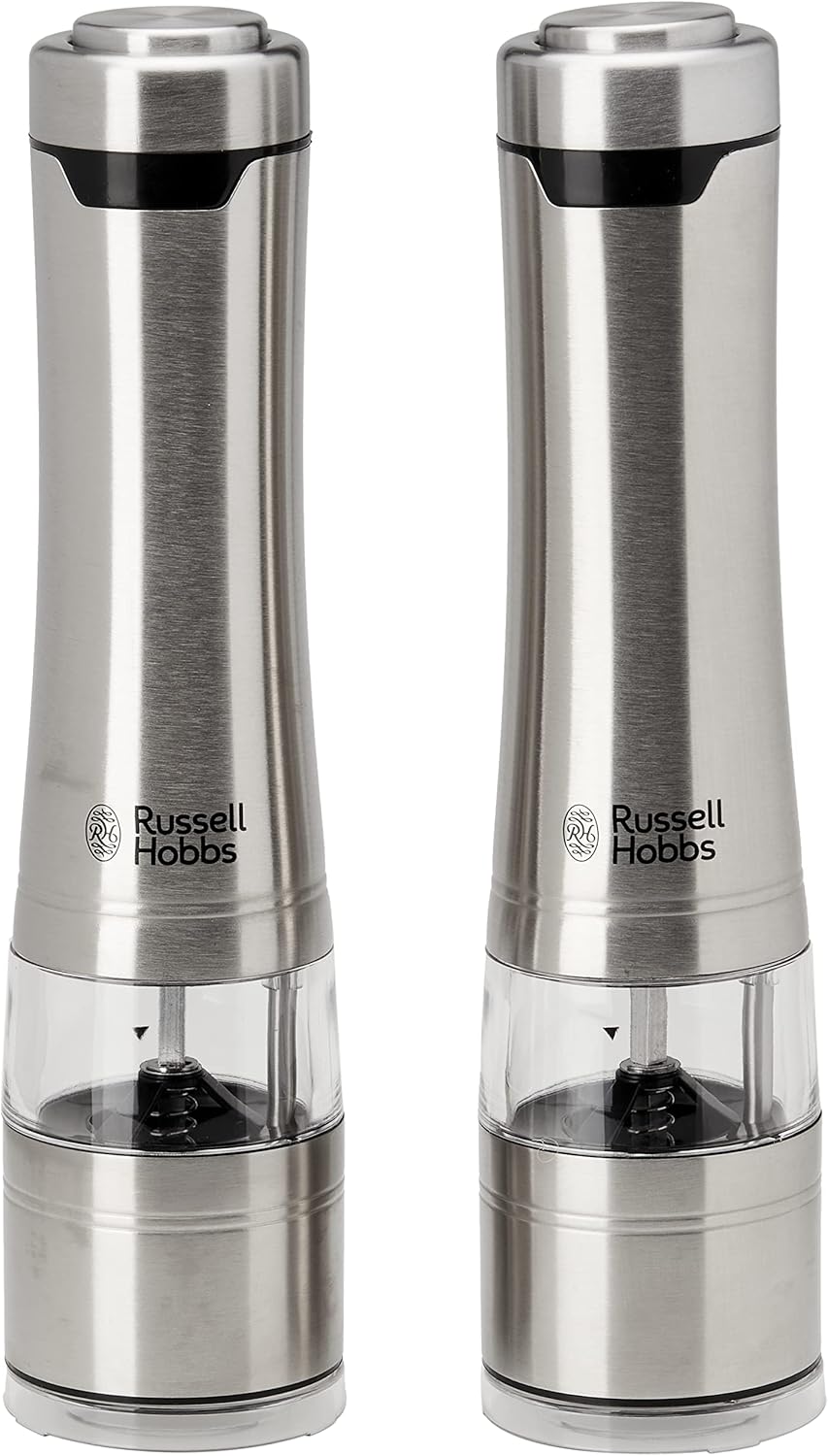 Russell Hobbs 2PCS Electric Salt and Pepper Grinder | Herb Spice Shaker Set Automatic Grinding Herb