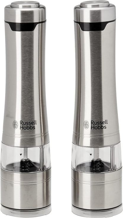 Russell Hobbs 2PCS Electric Salt and Pepper Grinder | Herb Spice Shaker Set Automatic Grinding Herb