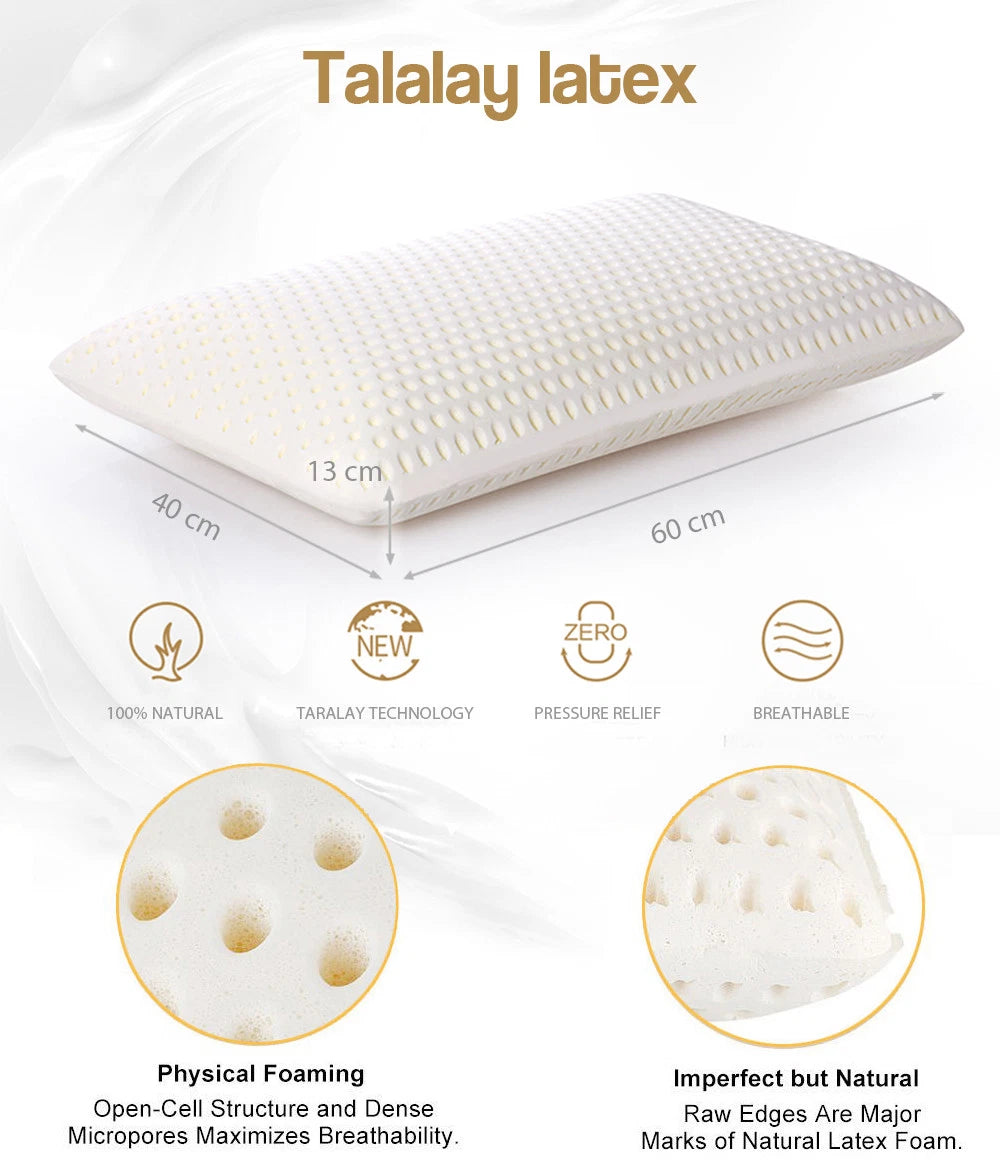 2x Luxury Latex Pillow | Low profile Firm Neck Body Support Side Sleeper | Hypoallergenic Antibacterial