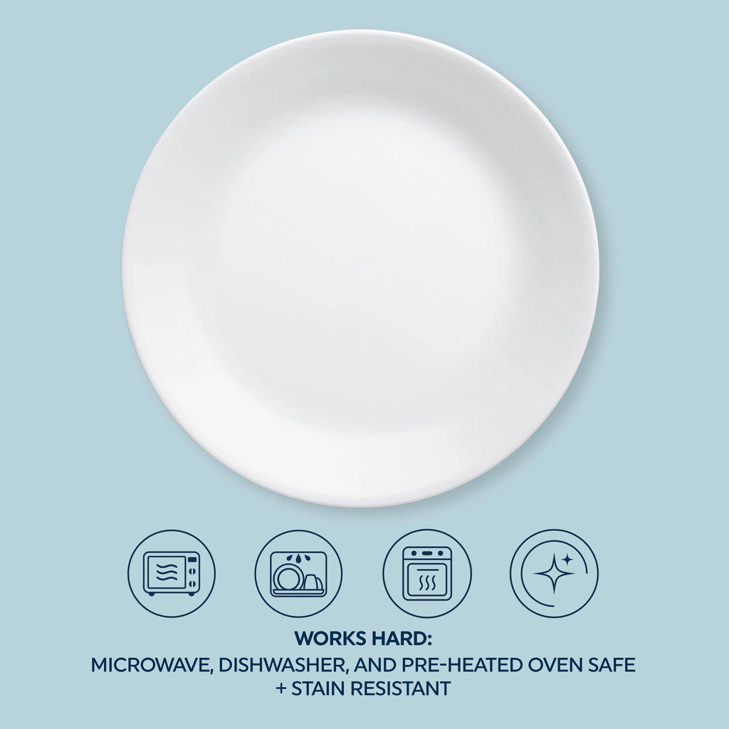 Corelle 12 Piece Dinner Set | 4 Person Plates Bowls Dinnerware | Classic Lightweight Microwave Fridge Safe