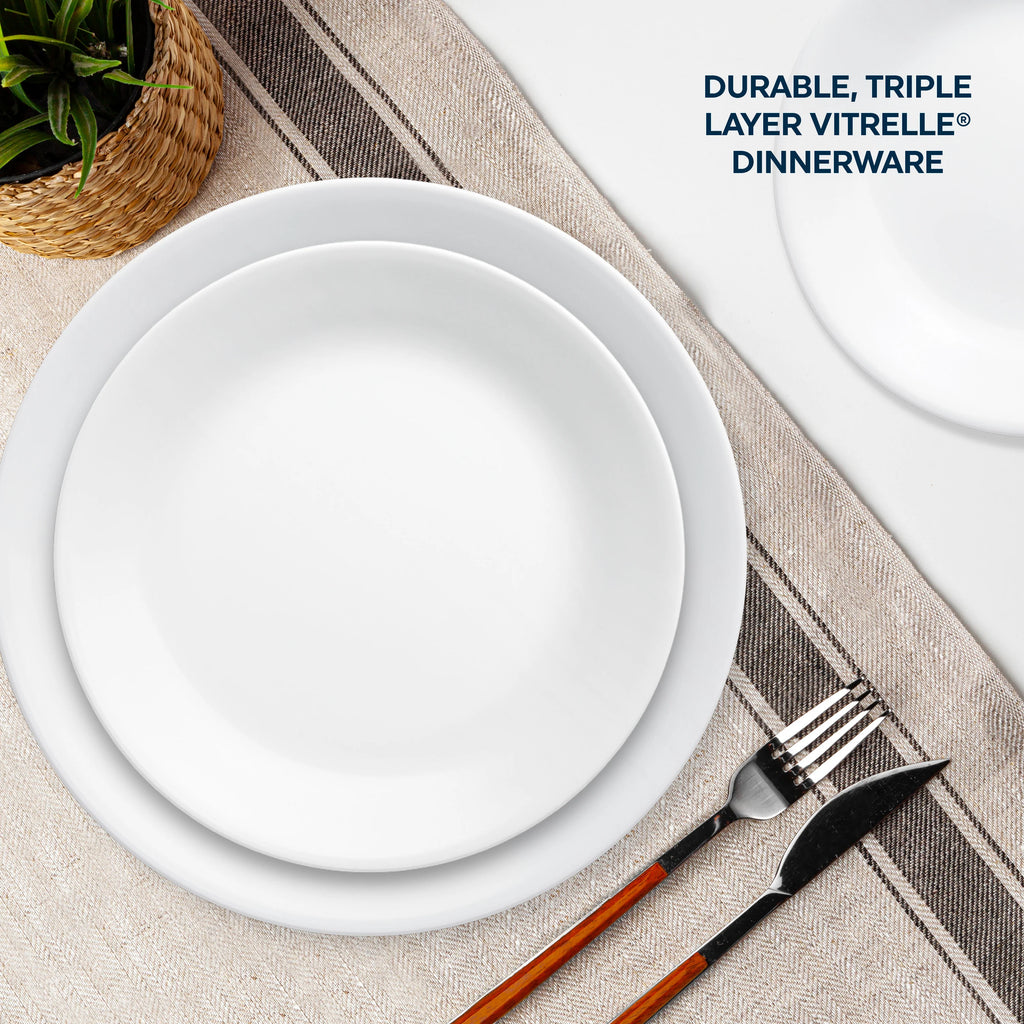 Corelle 12 Piece Dinner Set | 4 Person Plates Bowls Dinnerware | Classic Lightweight Microwave Fridge Safe