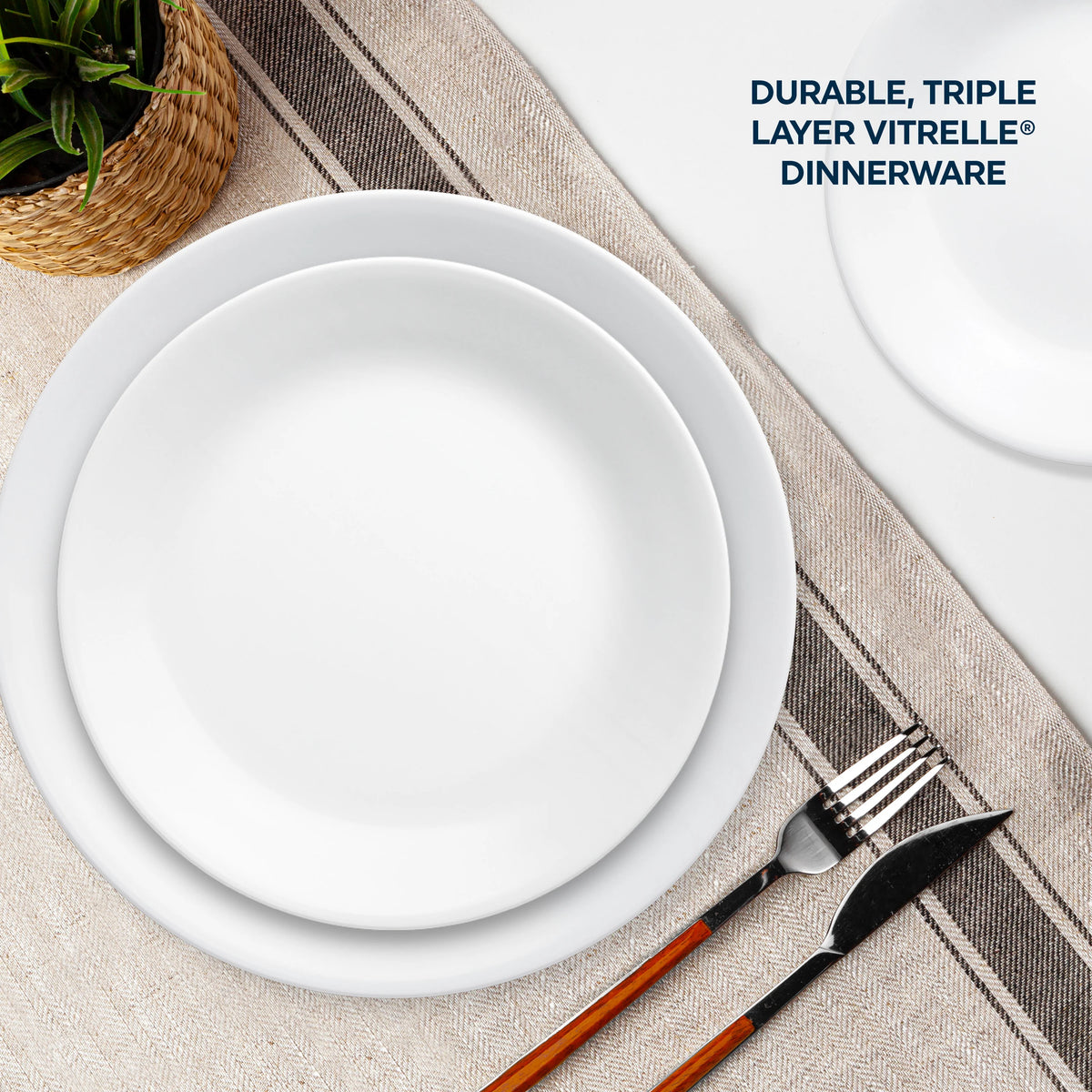 Corelle 12 Piece Dinner Set | 4 Person Plates Bowls Dinnerware | Classic Lightweight Microwave Fridge Safe