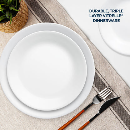 Corelle 12 Piece Dinner Set | 4 Person Plates Bowls Dinnerware | Classic Lightweight Microwave Fridge Safe
