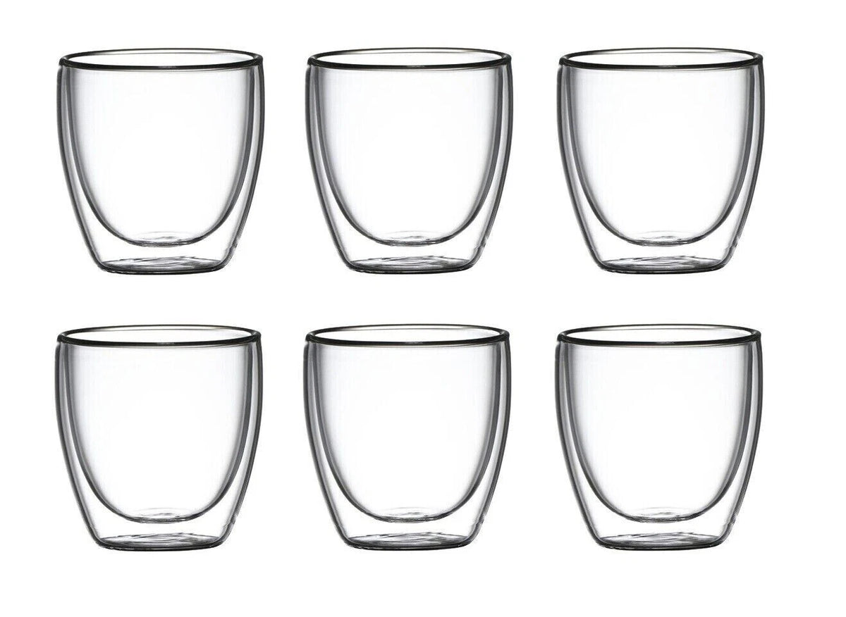 6x Double Wall Espreso Coffee Glass 250ml Cups Tea Cup Beverage Mug Cocktail Water Cups