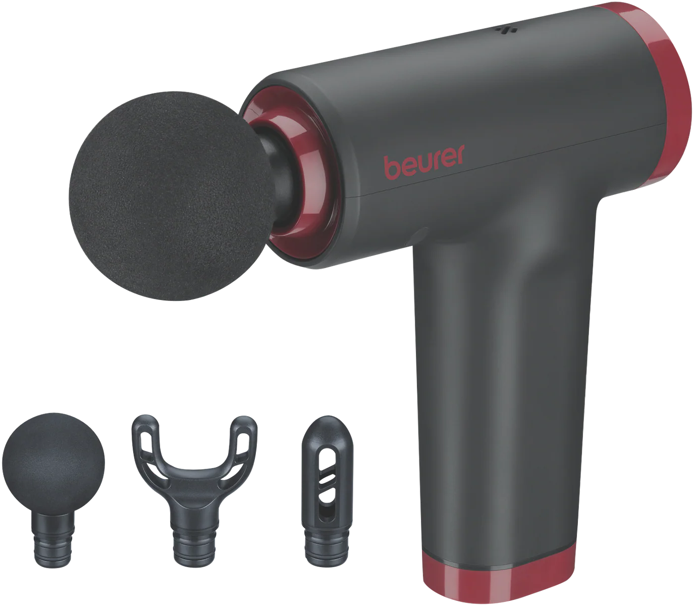 Beurer Deep Tissue Massage Gun | Handheld Soothing Massager | 5 Levels, 3 Attachments, Cordless Massaging Gun