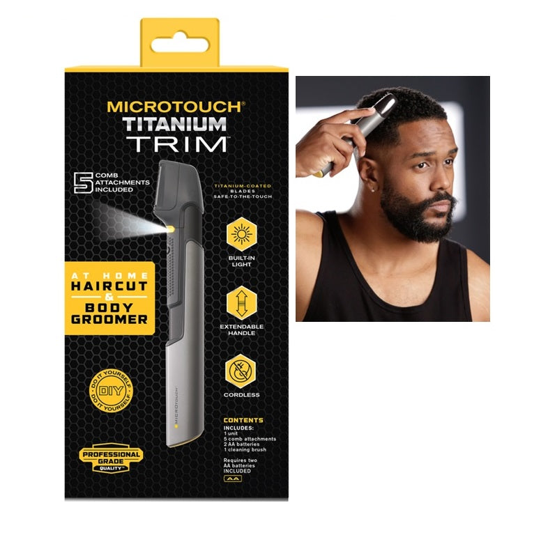 Men's Titanium All-in-1 Trimmer -Body Groomer, Hair Clipper, Haircutting Set