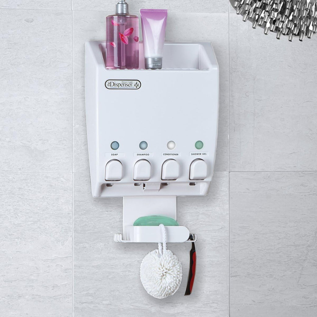 Bathroom Soap Dispenser | 4 Pump Liquid Soap Lotion Shampoo Conditioner | Wall Mounted