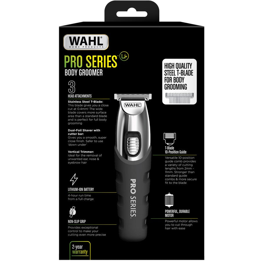 Wahl Full Body Groomer | Rechargeable Cordless Shaver Trimmer | Stainless Steel T-Blade 4hr Battery