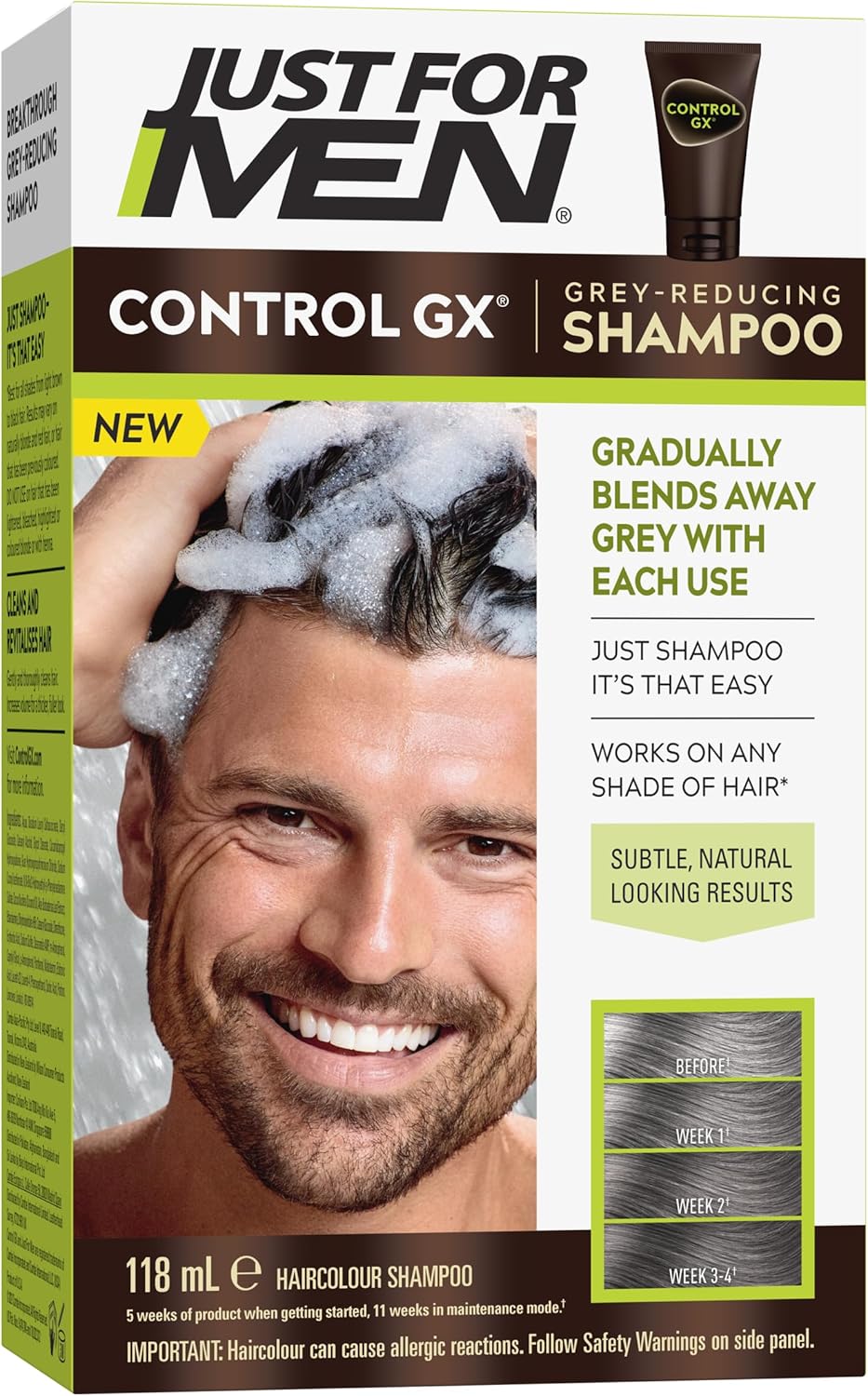 Men's Grey Reducing Hair Colour Shampoo | Just for Men In-Shower Grey Reducing Hair Dye For Men | Home Shower Dying