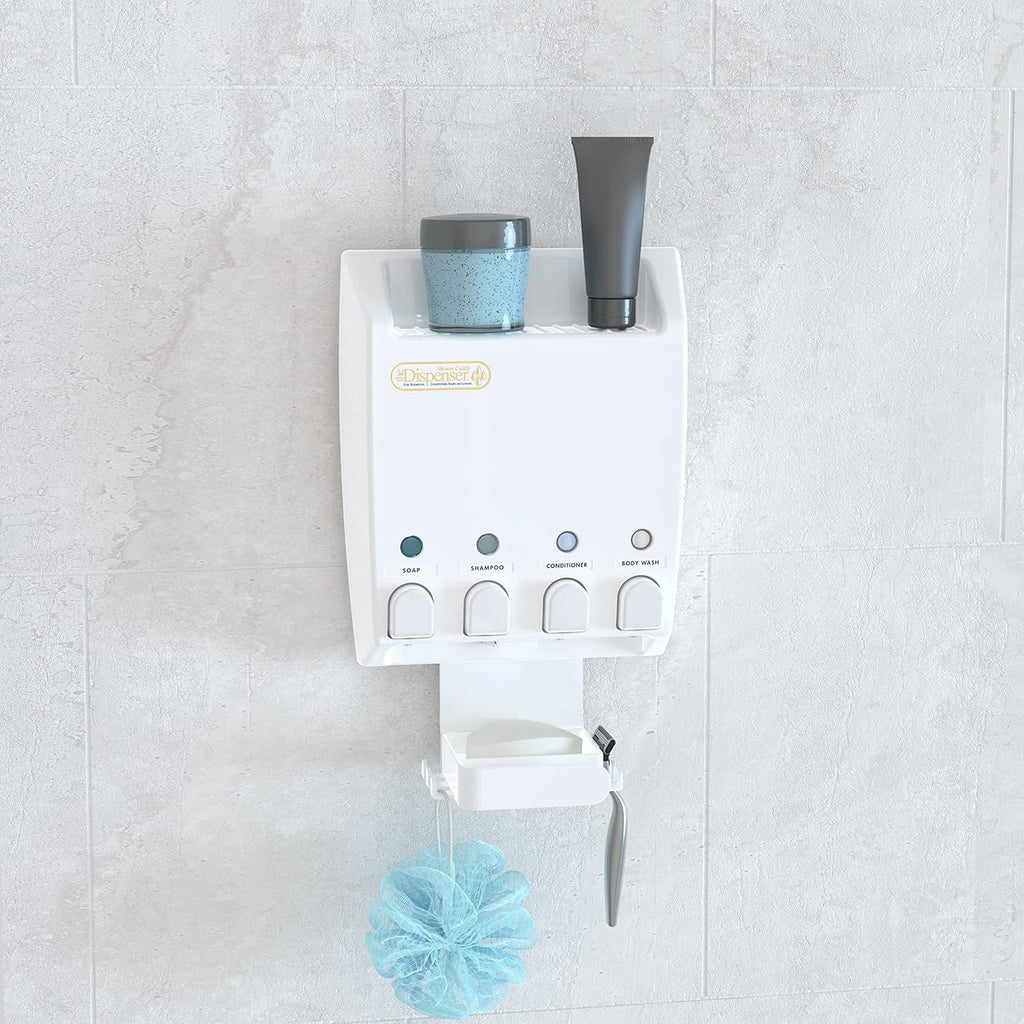 Bathroom Soap Dispenser | 4 Pump Liquid Soap Lotion Shampoo Conditioner | Wall Mounted