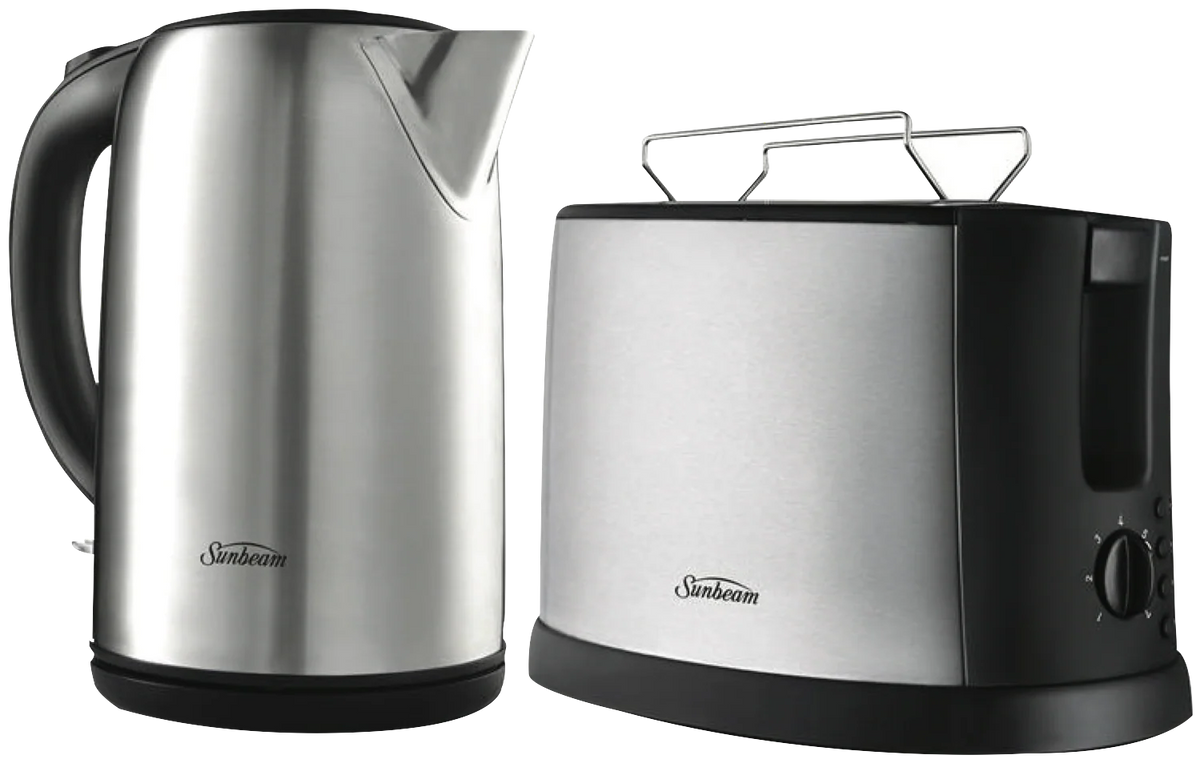 Sunbeam 1.7L Kettle /2 Slice Bread Toaster Pack Breakfast Maker Machine Kitchen