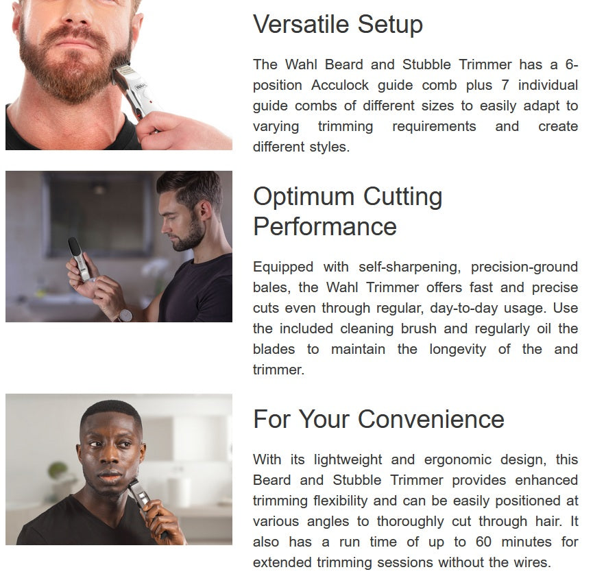Wahl Cordless Beard Stubble Trimmer | Rechargeable Mustache Clipper Men's Razor Shaver
