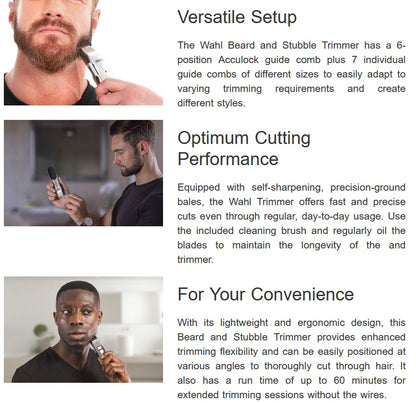 Wahl Cordless Beard Stubble Trimmer | Rechargeable Mustache Clipper Men's Razor Shaver