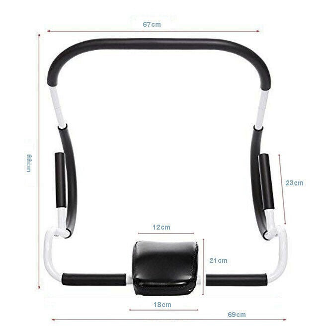 AB Roller Abdominal Core Shoulder Crunch Trainer with Headrest Curved Frame, Home Office Gym Adult Crunch Rolling