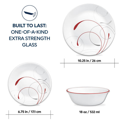 12 PC Dinnerware Set Dinner Corelle Dining Plates Cereal Bowl Lunch Durable