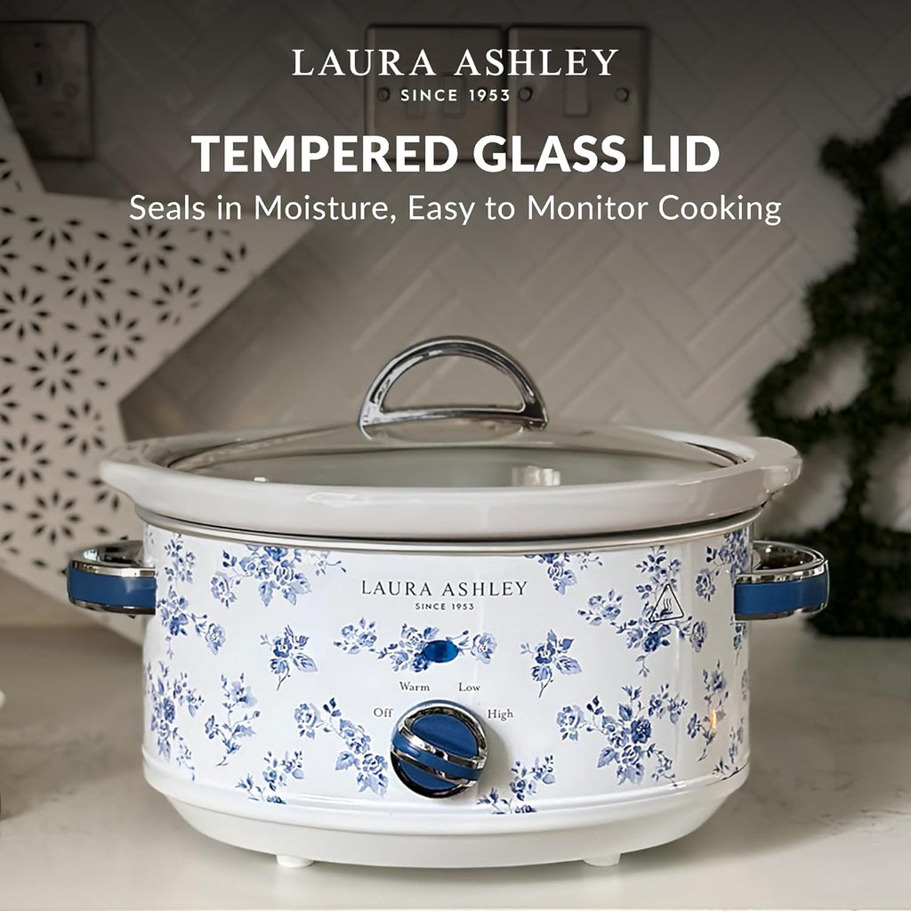 Laura Ashley 6.5L Slow Cooker, 3 Heat Settings Removable Ceramic Cooking Pot, Electric Home Appliance Cooker