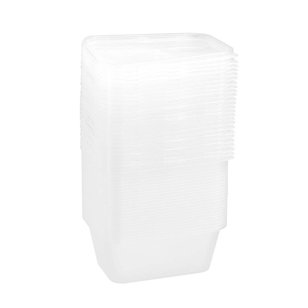 75 Pack Reusable Takeaway Food Containers BPA Free Microwave Freezer Safe - Plastic Rectangular Spare Guest Storage Work Home