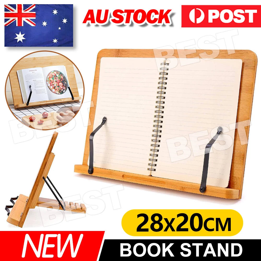 Bamboo Natural Wooden Reading Book Stand Reading Desk Holder Bookstand 28x20CM