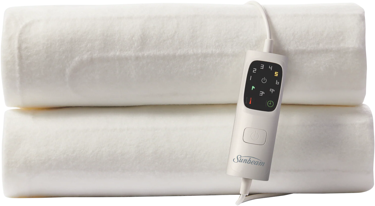 Sunbeam Electric Blanket Fitted Antibacterial 6 Heat Bedroom Topper Protector