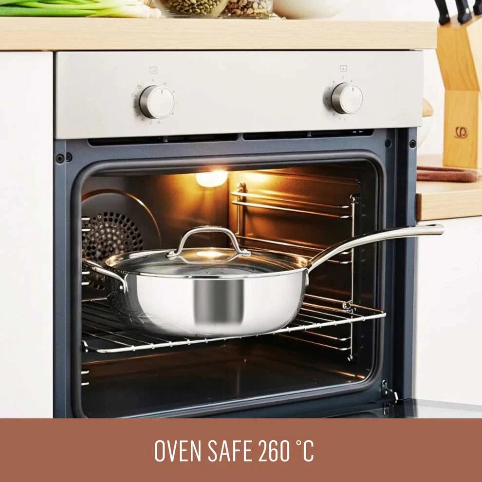 Essteele 28cm Stainless Steel Pan Meat Vegetable Saute Pan, Disherwasher and Oven Safe