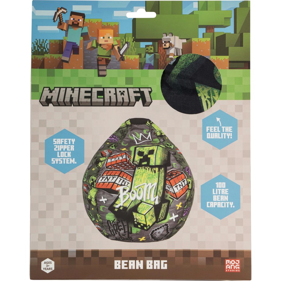 Minecraft Bean Bag Cover Kids Toddler Preschooler Zombie TNT Lounger Seater