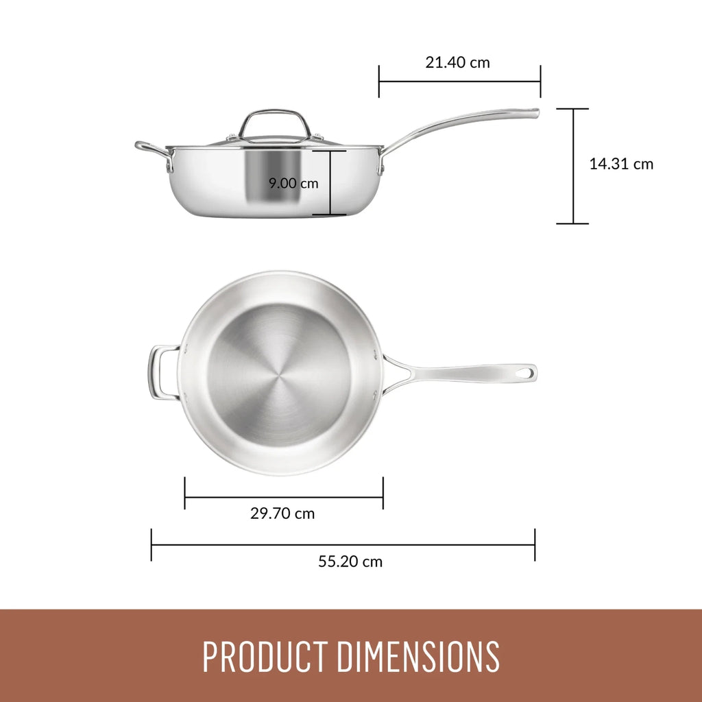 Essteele 28cm Stainless Steel Pan Meat Vegetable Saute Pan, Disherwasher and Oven Safe