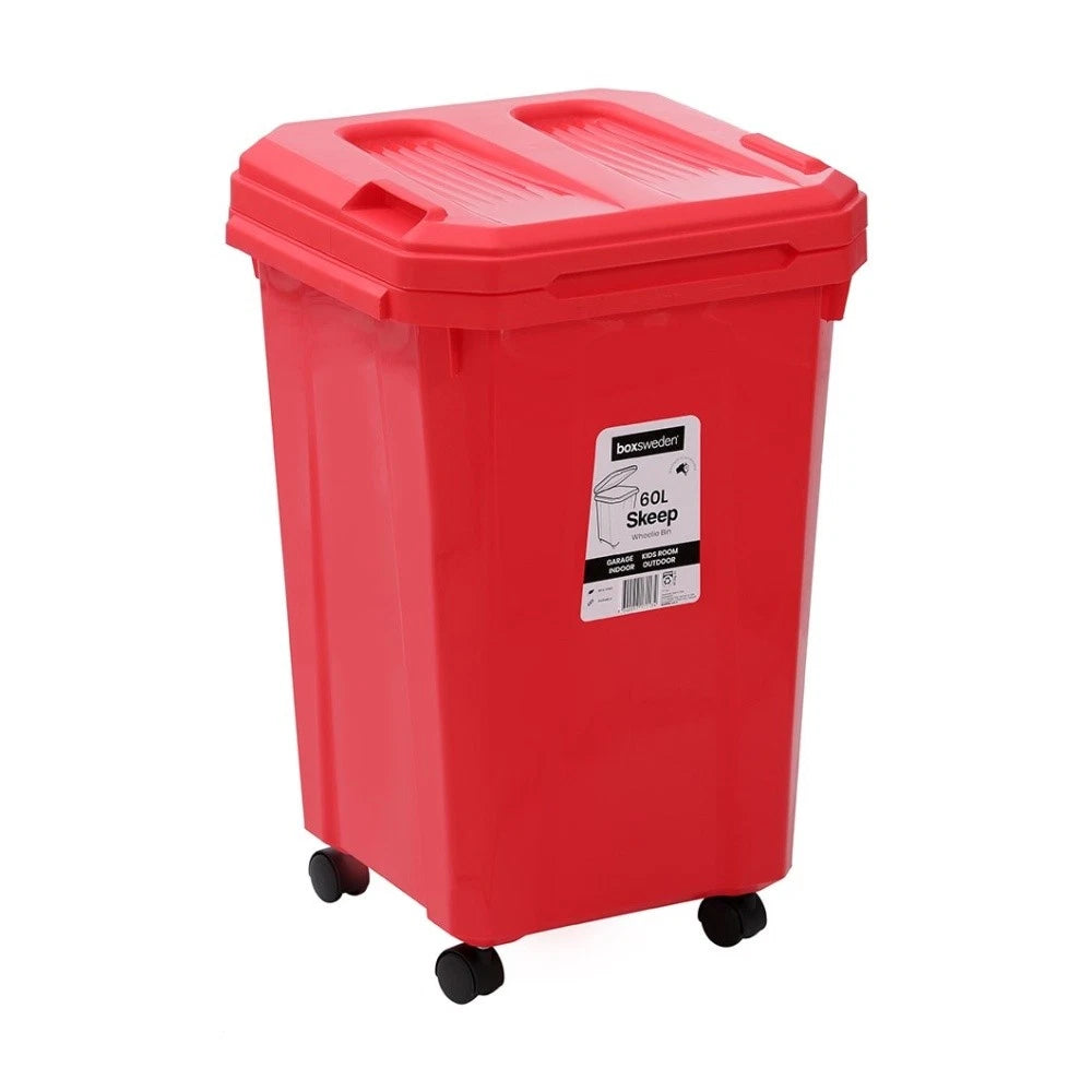 60L Rubbish Bin Garbage Garden Waste Paper Recycling Indoor Wheelie Bin Basket