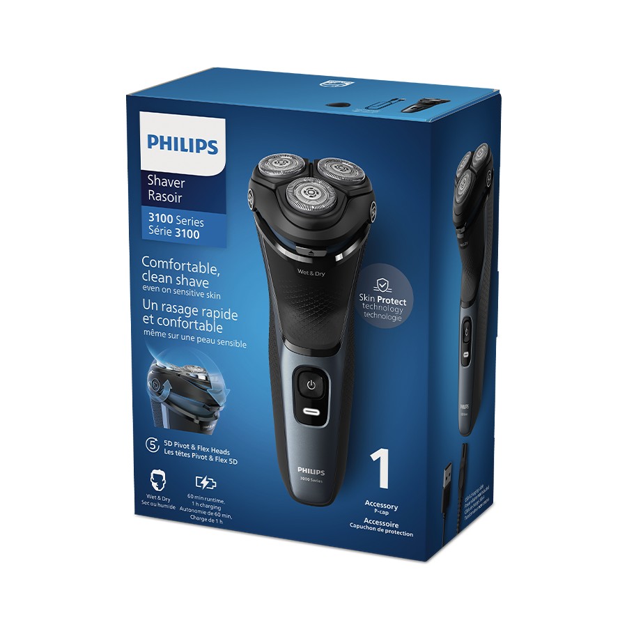 Philips Cordless Electric Shaver Men's Sensitive Wet Dry Razor Beard Shaver Clipper, Pop-Up Trimmer, Head Shaver