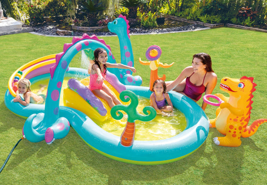 Intex Inflatable Backyard Swimming Pool | Outdoor Water Sprayer and Slide | Kids Childrens Toddler Splash Play Pool