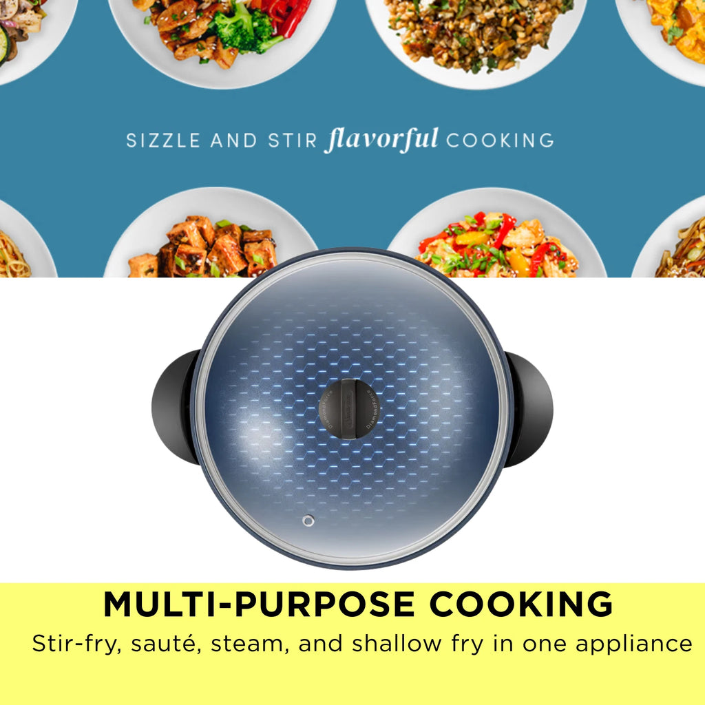 Sunbeam Electric Wok 7.5L Stir Fry Frypan Pan Non-Stick Skillet 2400W Frying Cooking Pan