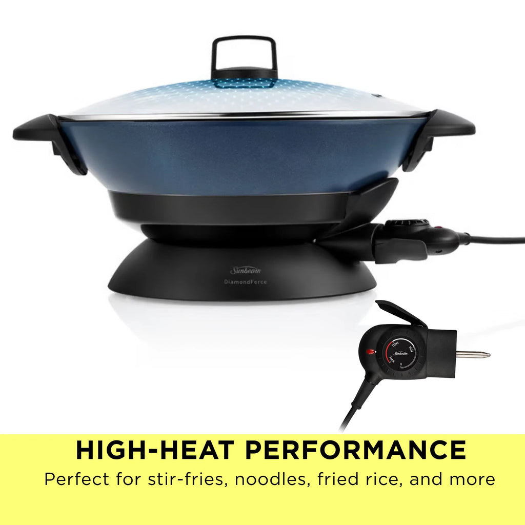 Sunbeam Electric Wok 7.5L Stir Fry Frypan Pan Non-Stick Skillet 2400W Frying Cooking Pan