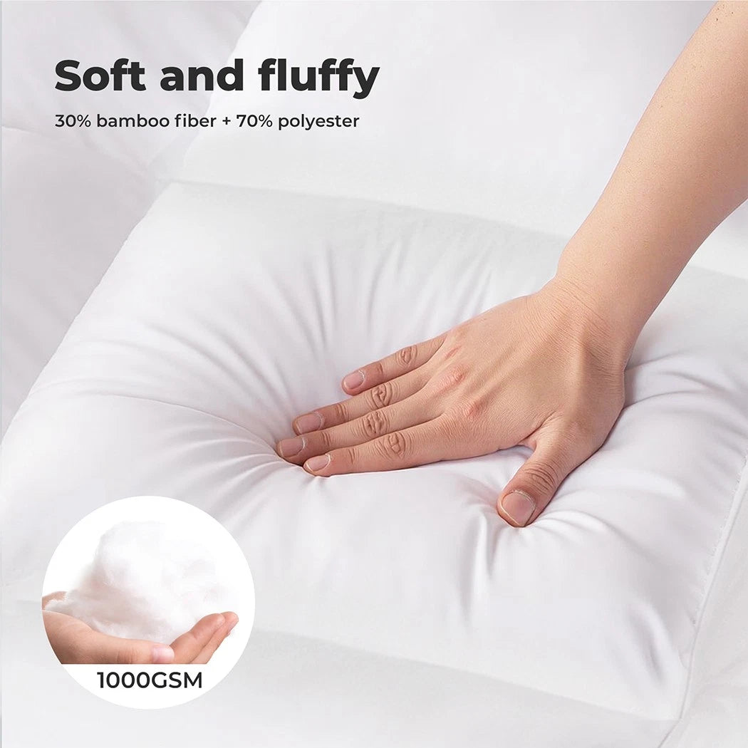 Luxury Pillowtop Mattress Topper Protector 5cm Thick Comfortable 1000GSM Fitted Skirt