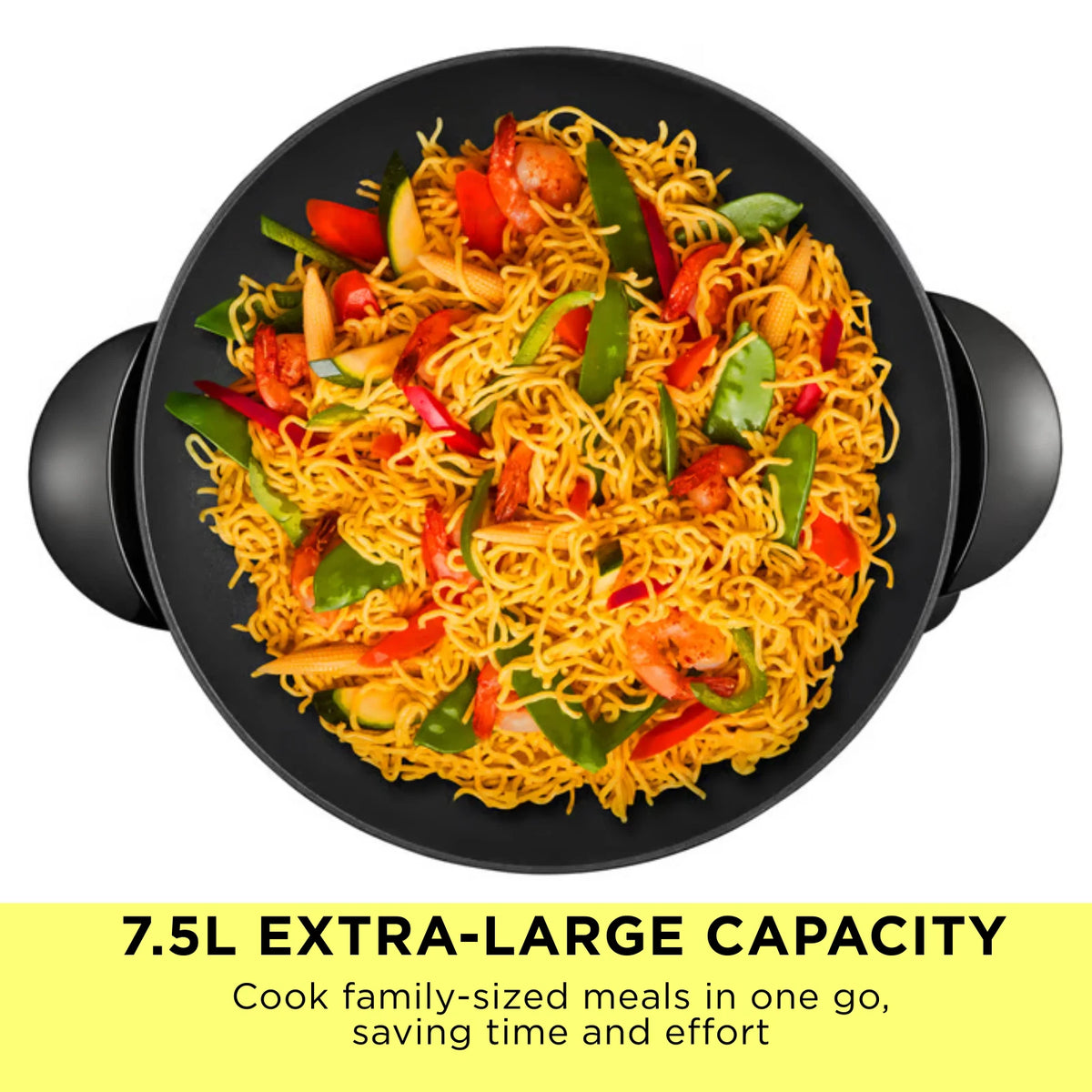 Sunbeam Electric Wok 7.5L Stir Fry Frypan Pan Non-Stick Skillet 2400W Frying Cooking Pan