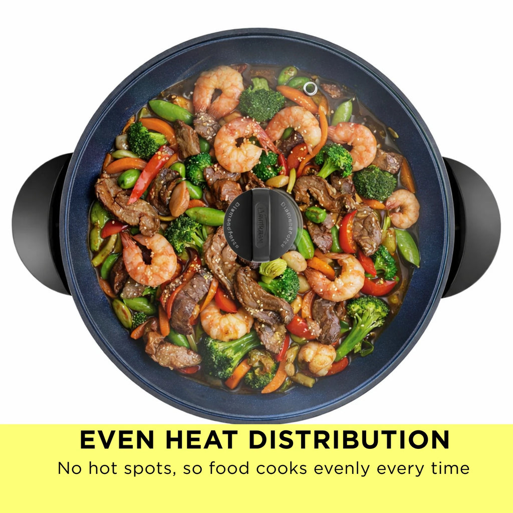 Sunbeam Electric Wok 7.5L Stir Fry Frypan Pan Non-Stick Skillet 2400W Frying Cooking Pan
