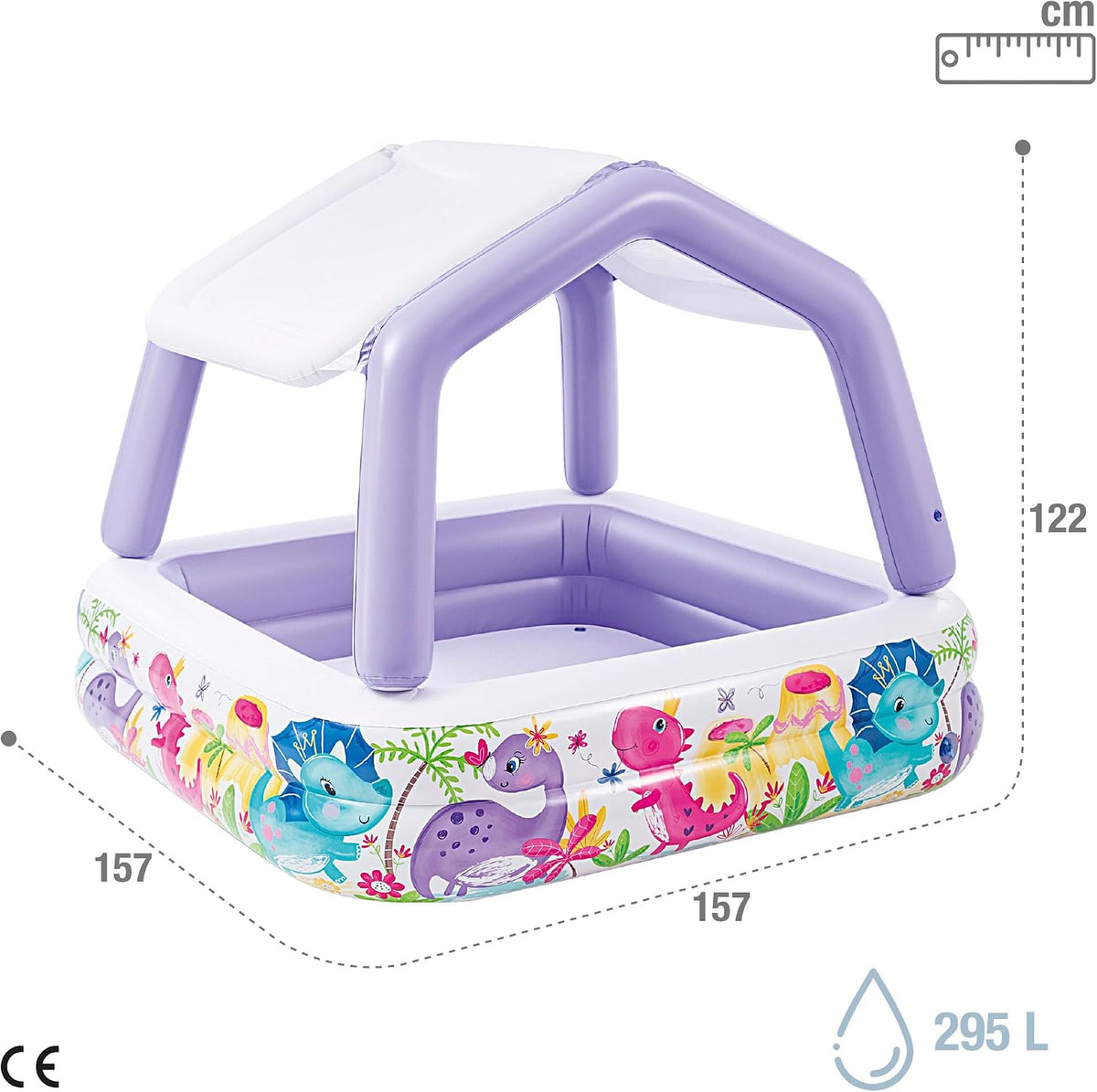 Intex Shaded Swimming Pool, Inflatable Kids Toy Above Ground Splash Play Pool with Sun Shade Canopy (Purple)
